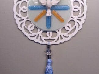 Enfeite de Parede ou Porta Divino Azul Claro e Ocre