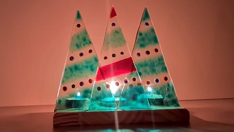 Porta Velas Arvores de Natal Verdes