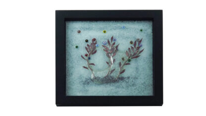 Quadro Flores Cobre Milafiori feito em Vidro Fusing