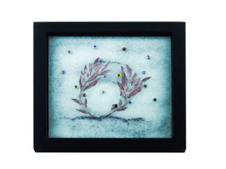 Quadro Flores Cobre Milafiori feito em vidro fusing