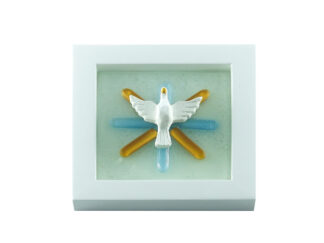 Quadro Divino Espirito Santo Pequeno Ocre e Turquesa