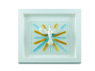 Quadro Divino Espirito Santo Médio Ocre e Turquesa