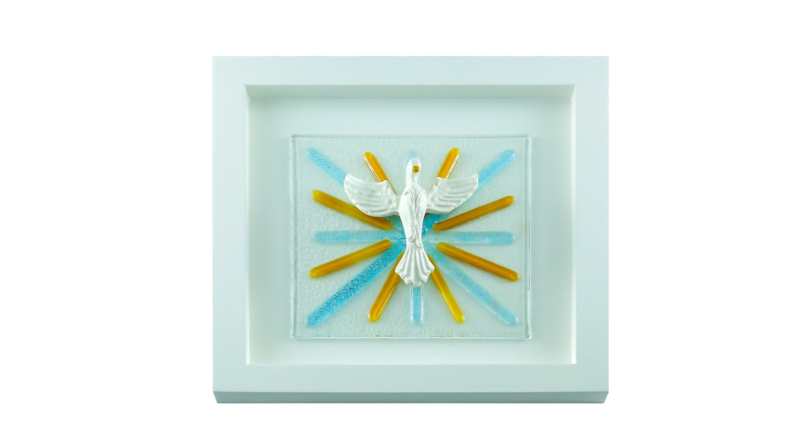 Quadro Divino Espirito Santo Médio Ocre e Turquesa