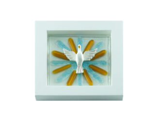 Quadro Divino Espirito Santo Pequeno Ocre e Verde