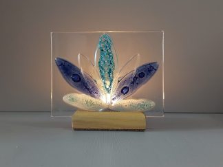 Porta Vela Flor de Lotus Azuis e Verde