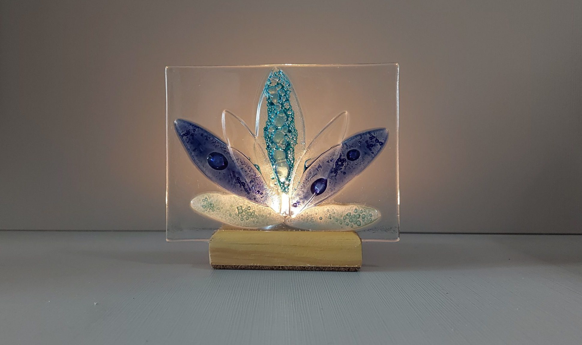 Porta Vela Flor de Lotus Azuis e Verde