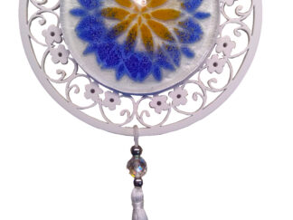 Enfeite de Parede ou Porta Mandala Azul e Ocre