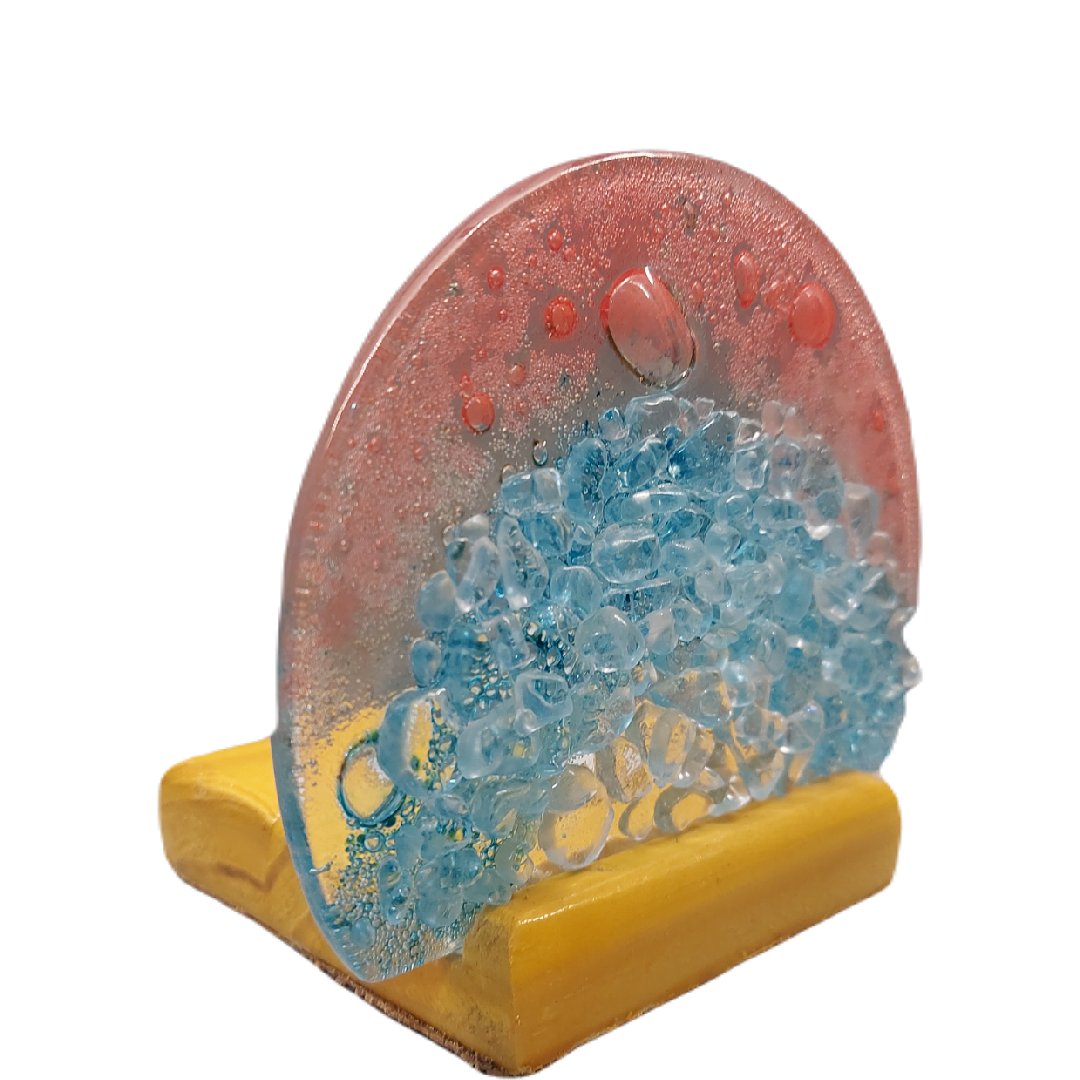 Porta Vela Meia Lua Azul e Rosa Salmão - Imagem 2