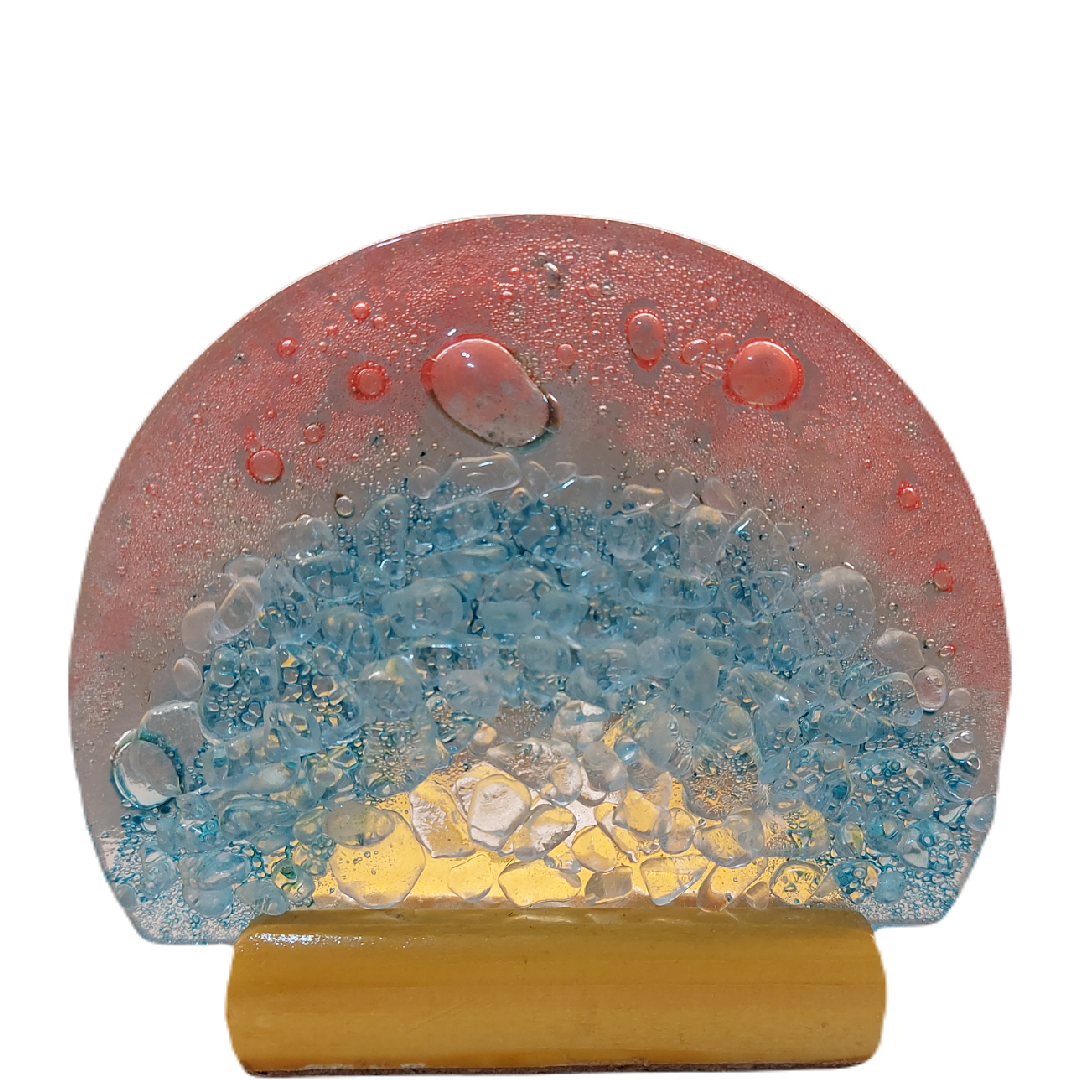 Porta Vela Meia Lua Azul e Rosa Salmão - Imagem 3