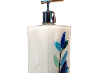 Dispenser para Sabonete Líquido Flores Azuis e Verdes