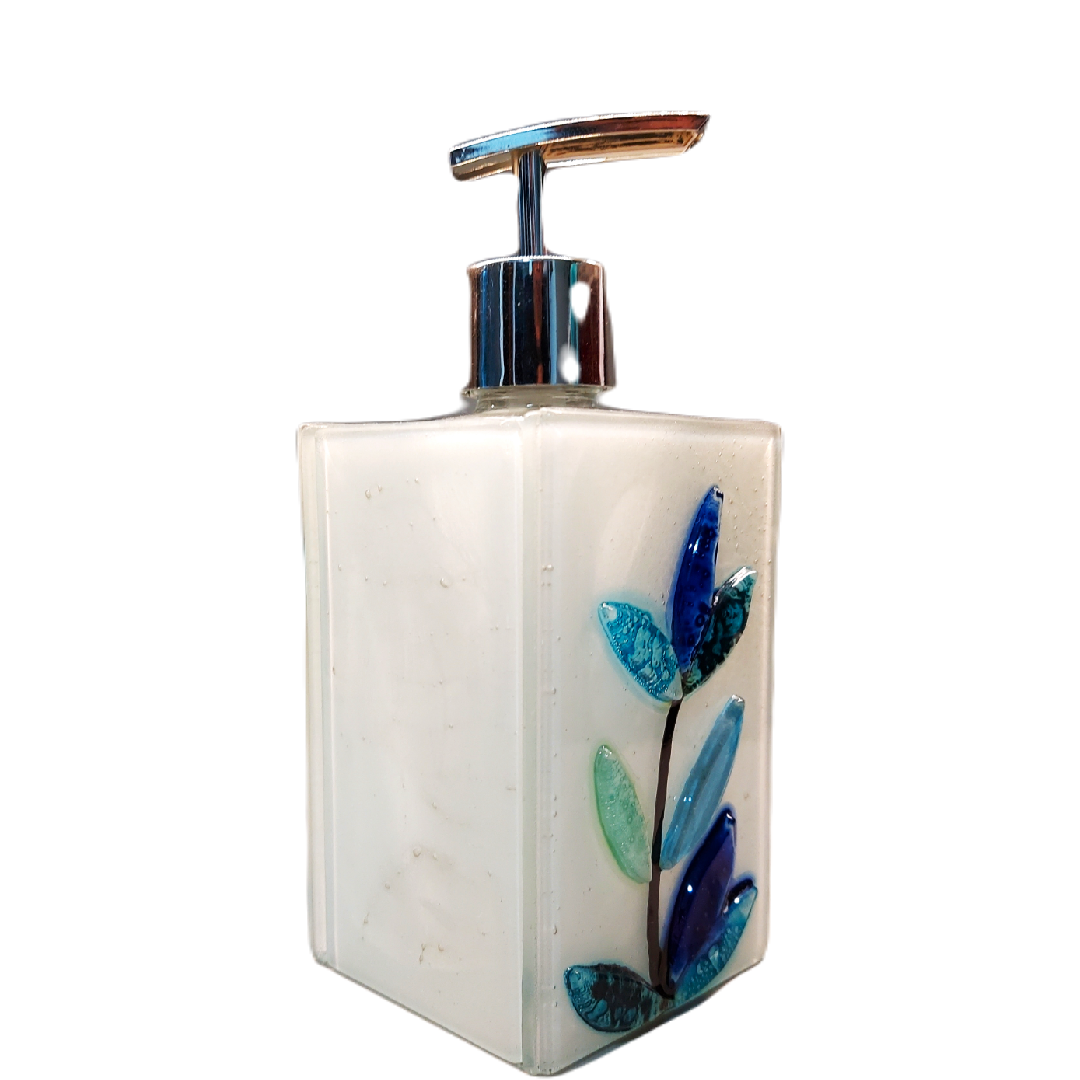 Dispenser para Sabonete Líquido Flores Azuis e Verdes