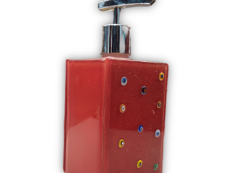 Dispenser para Sabonete Líquido em vidro Vermelho com milafiori