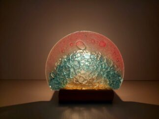 Porta Vela Meia Lua Azul e Rosa Salmão