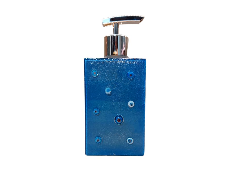 Dispenser para Sabonete Líquido em vidro Azul com milafiori - Imagem 2